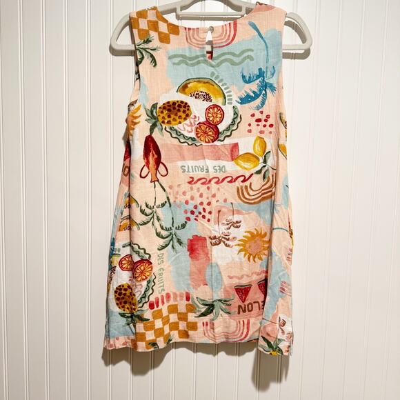 Anthropologie Paper Heart Fruit Pint Linen Mini Dress Resort Santorini Small - Picture 7 of 7